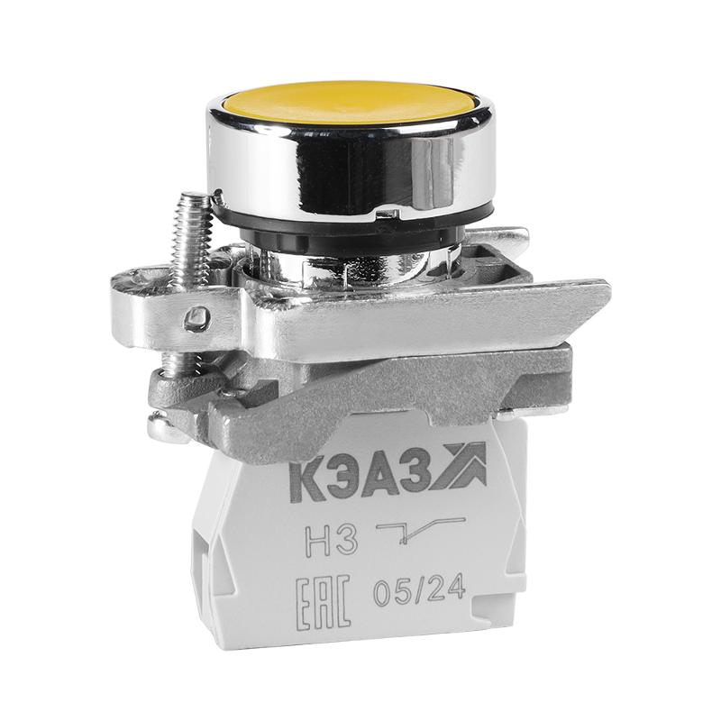 Кнопка КМЕ4111мС-желтый-1но+1нз-цилиндр-IP40