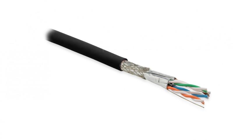 Кабель витая пара SFTP4-C6A-S23-OUT-PE-BK-500(500м)эк(S/FTP),к6a,4п(23AWG),одн(solid),каж.п.в ф,общ.эк-мед.оп,д.вне.пр.,PE,чер.