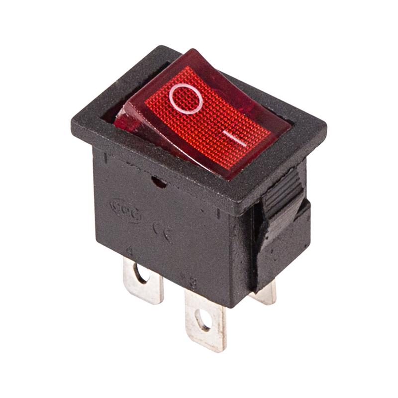 Выключатель клавишный 250V 6А (4с) ON-OFF красный с подсветкой Mini (RWB-207, SC-768) Индивидуальная упаковка 1 шт