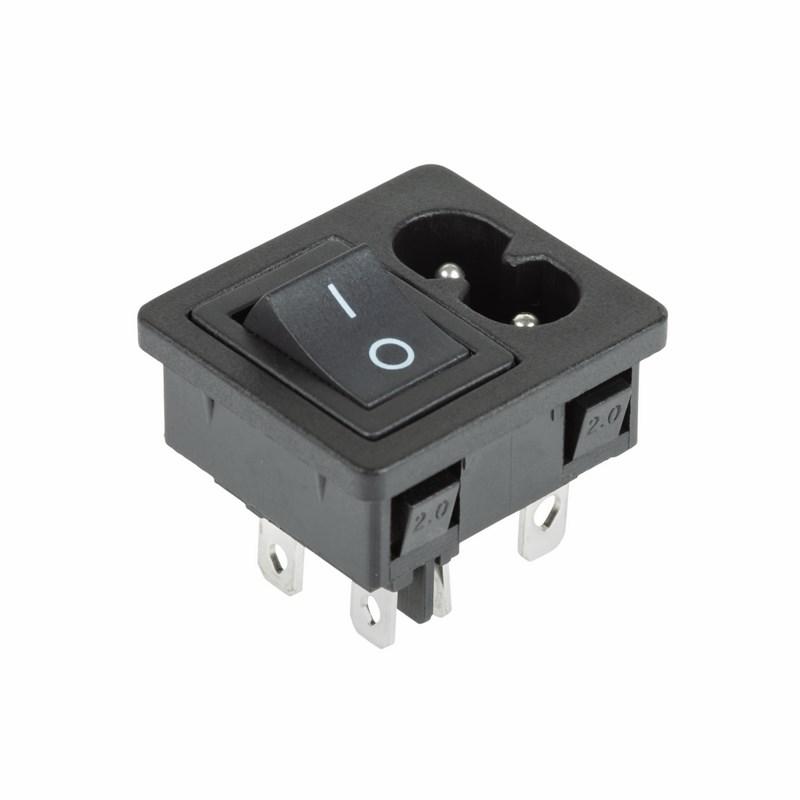 Выключатель клавишный 250 V 6 А (4с) ON-OFF черный с штекером C8 2PIN