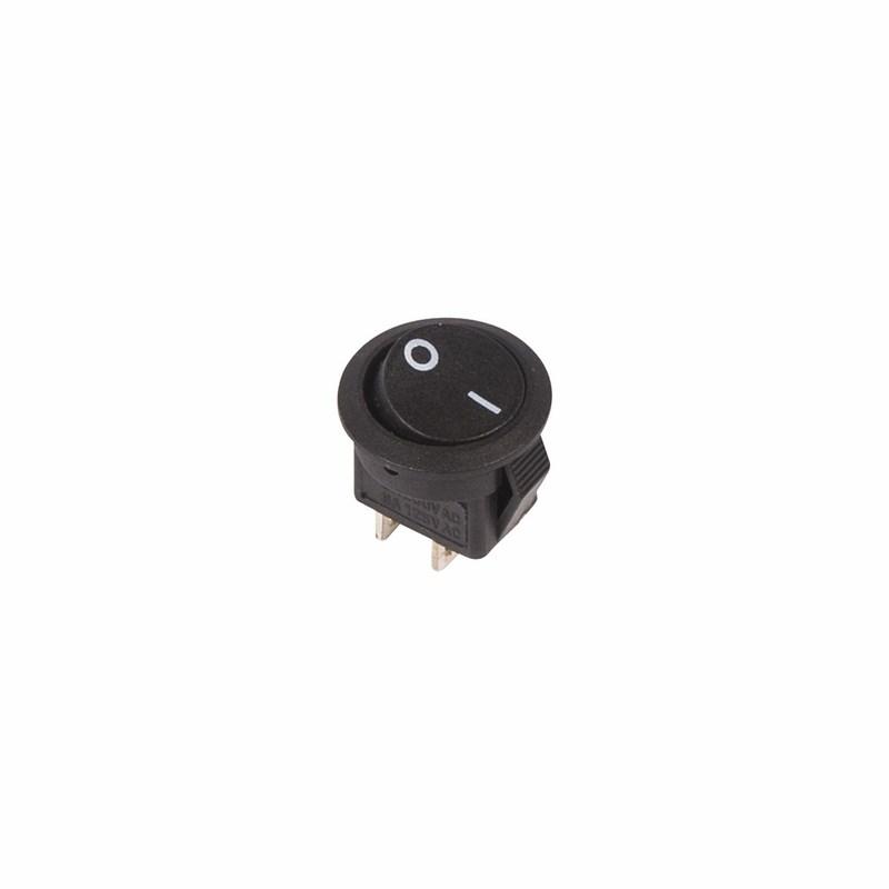 Выключатель клавишный круглый 250V 3А (2с) ON-OFF черный Micro