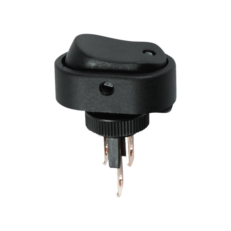 Выключатель клавишный 12V 20А (3с) ON-OFF черный ОВАЛ с синей LED подсветкой