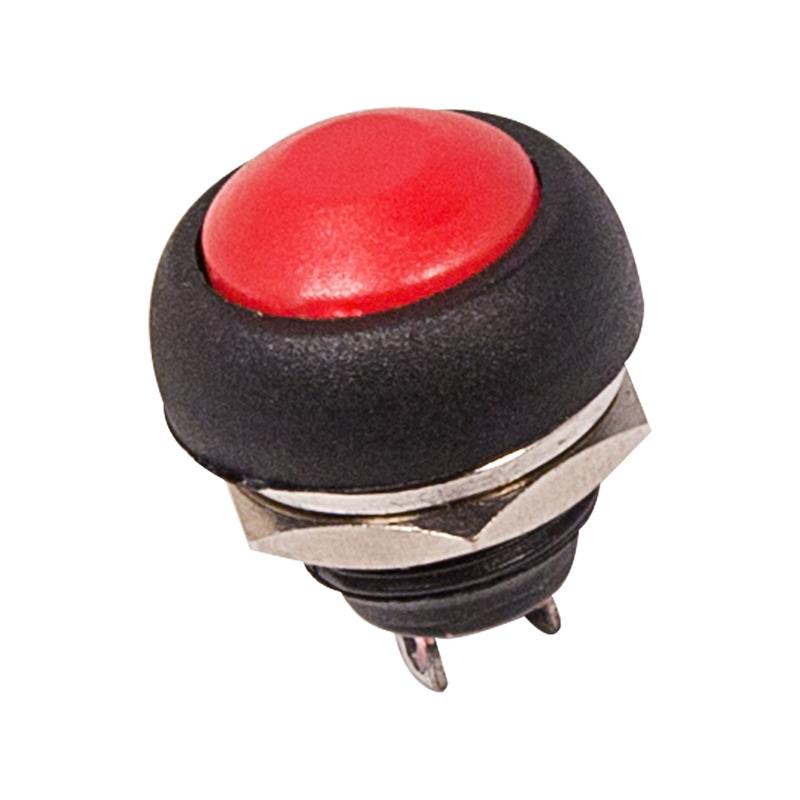 Выключатель-кнопка 250V 1А (2с) OFF-(ON) Б/Фикс красная Micro