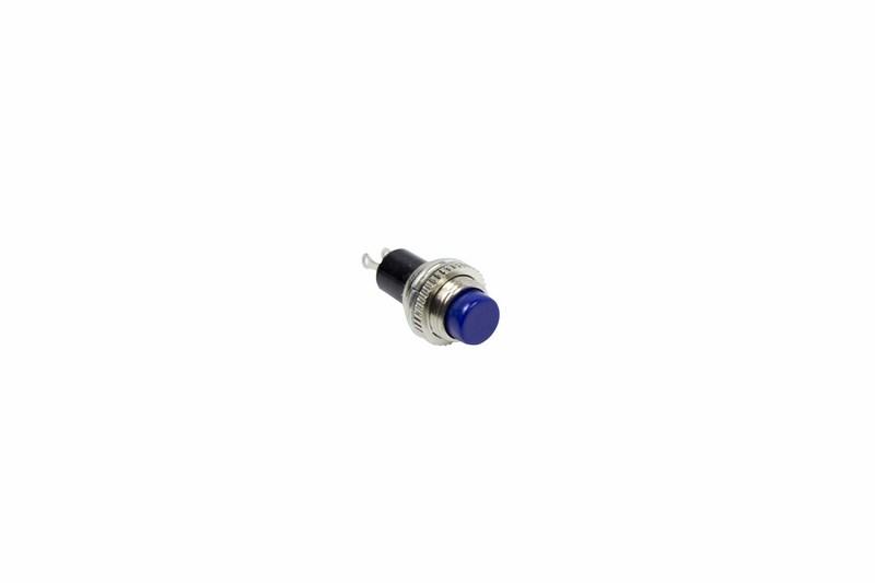Выключатель-кнопка металл 220V 2А (2с) (ON)-OFF Ø10.2 синяя Mini