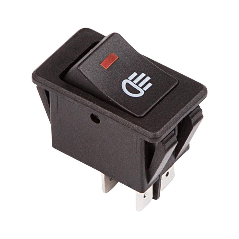 Выключатель клавишный 12V 35А (4с) ON-OFF с красной LED подсветкой