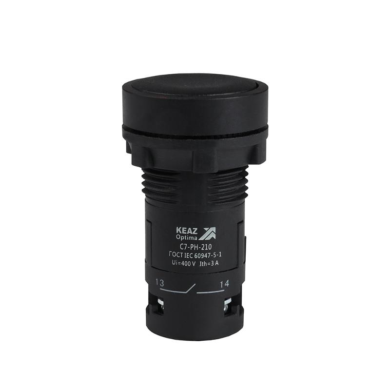 Кнопка с фиксацией OptiSignal Compact D22 C7-PH-210 черная 1НО XB7NH21