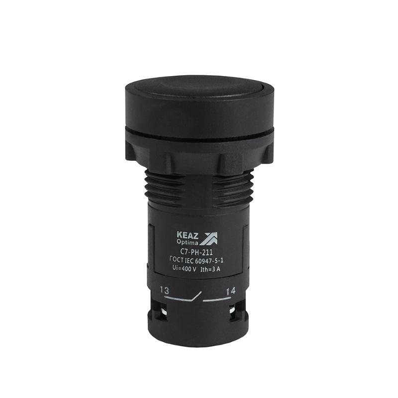 Кнопка с фиксацией OptiSignal Compact D22 C7-PH-211 черная 1НО+1НЗ XB7NH25