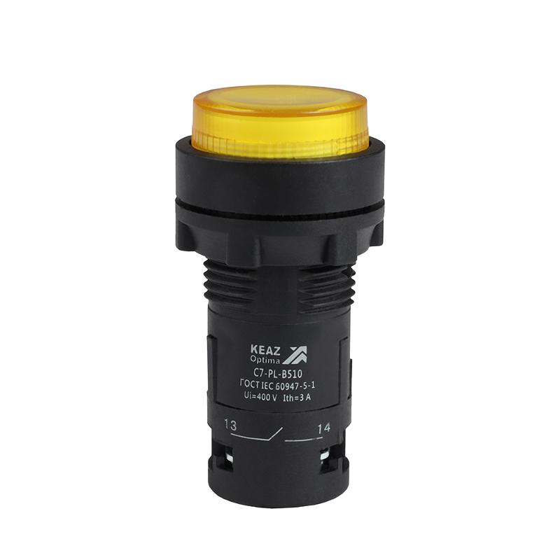 Кнопка с подсветкой OptiSignal Compact D22 C7-PL-B501 желтая 1НЗ 24 В AC/DC XB7NW35B2