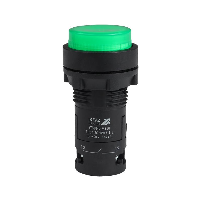 Кнопка с фиксацией с подсветкой OptiSignal Compact D22 C7-PHL-B310 зеленая 1НО 24 В AC/DC XB7NJ03B1