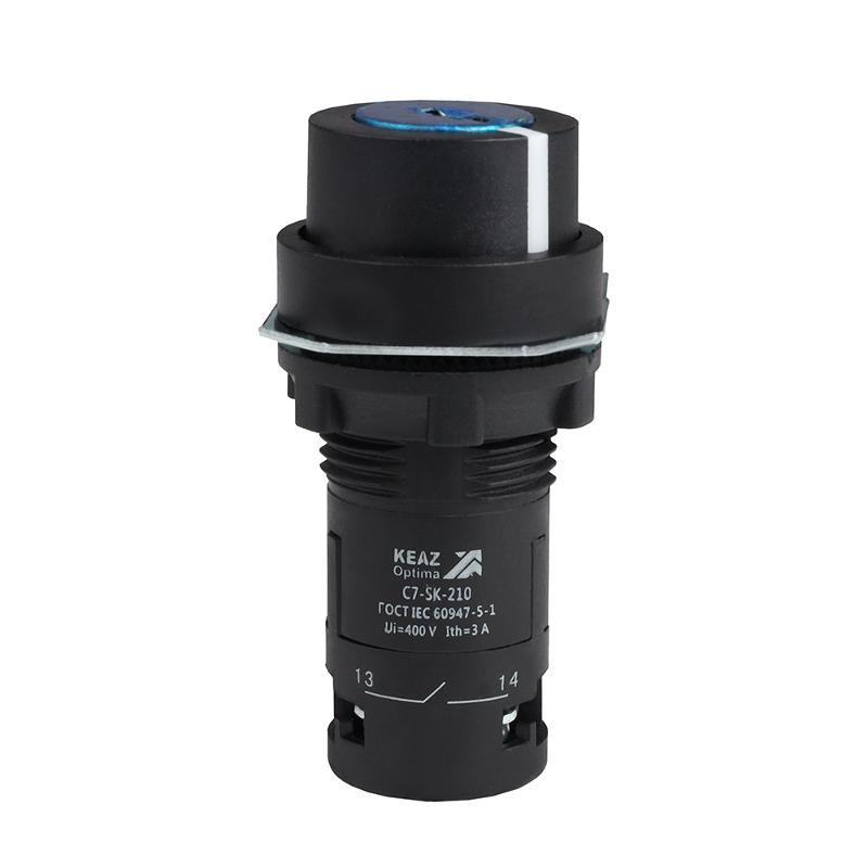 Переключатель 2 положения OptiSignal Compact D22 C7-SK-201 черный с ключом 1НЗ XB7NG22
