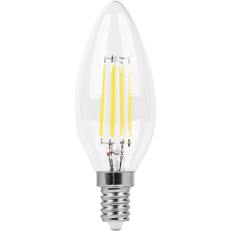 Лампа светодиодная LB-713 (11W) 230V E14 4000K филамент С35 прозрачная