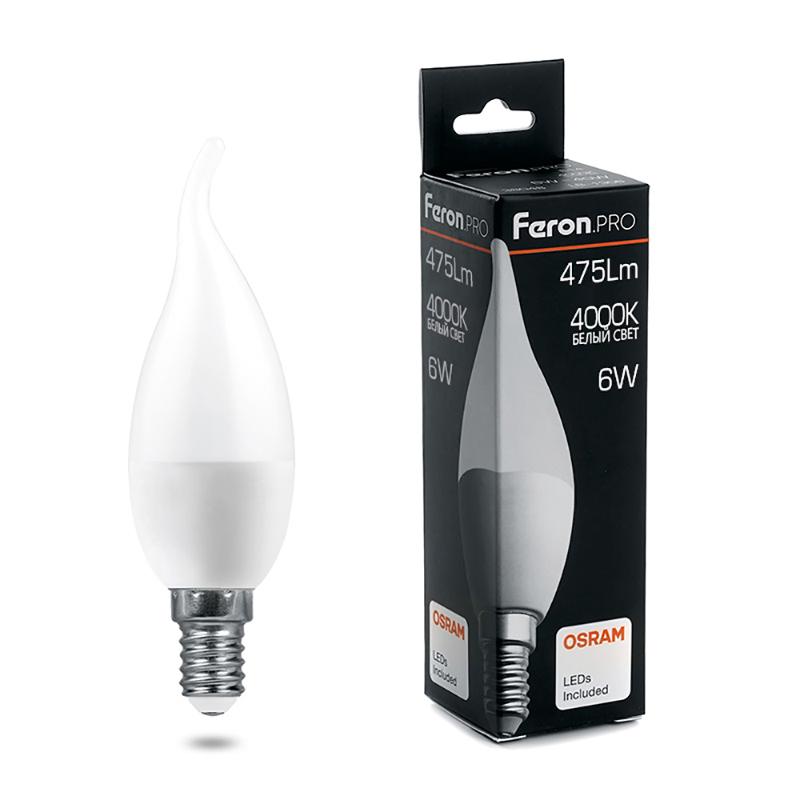 Лампа светодиодная .PRO LB-1306 Свеча E14 6W 4000K OSRAM LED