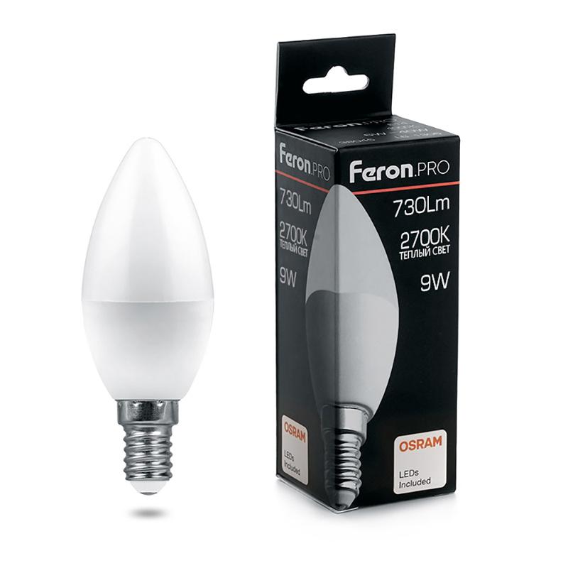 Лампа светодиодная .PRO LB-1309 Свеча E14 9W 2700K OSRAM LED