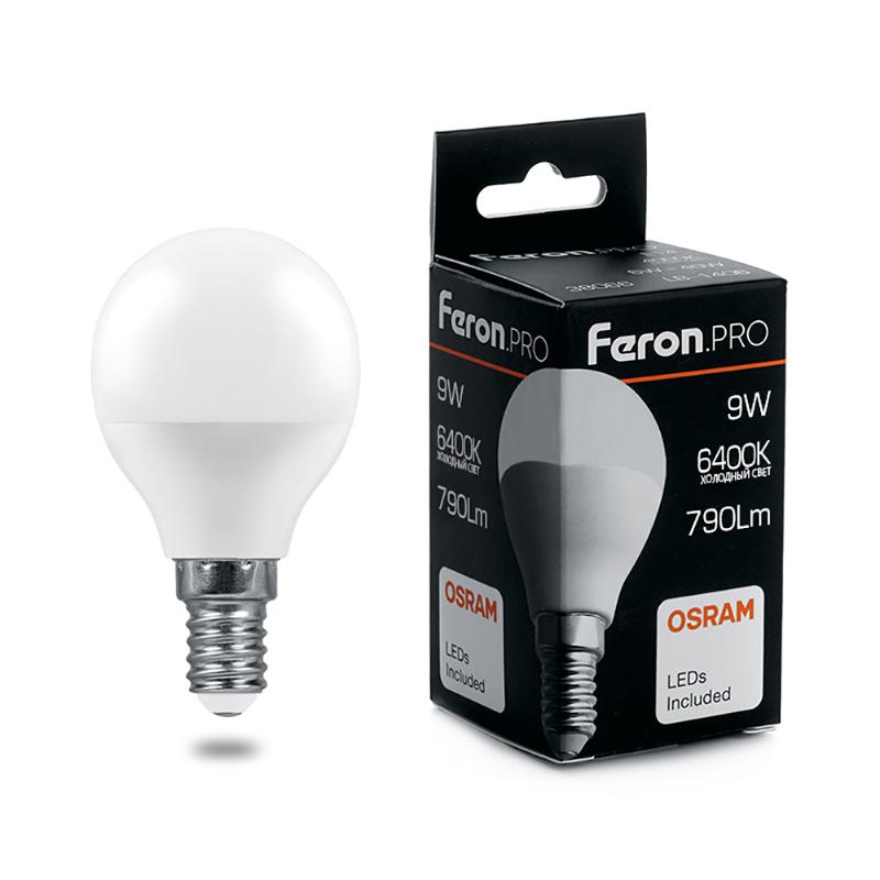 Лампа светодиодная .PRO LB-1409 Шарик E14 9W 6400K OSRAM LED