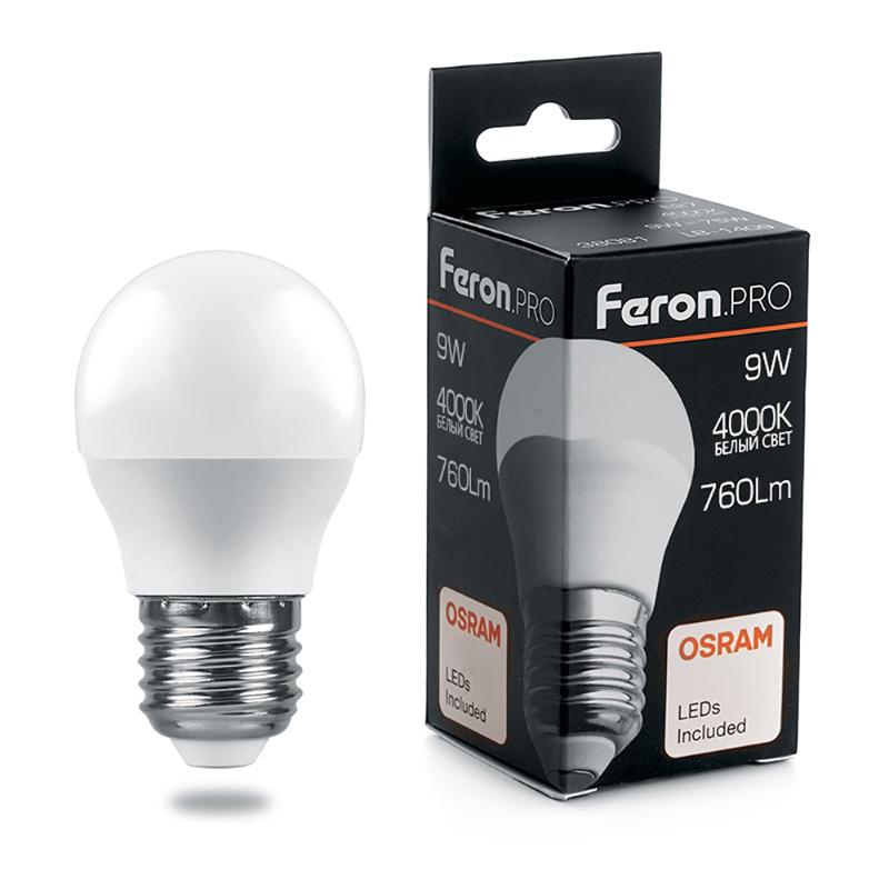 Лампа светодиодная .PRO LB-1409 Шарик E27 9W 4000K OSRAM LED