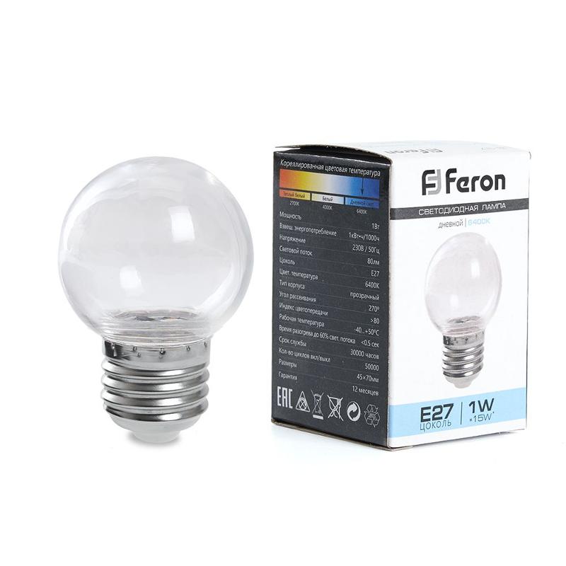 Лампа светодиодная, (3W) 230V E27 2700K G60 прозрачная, LB-371