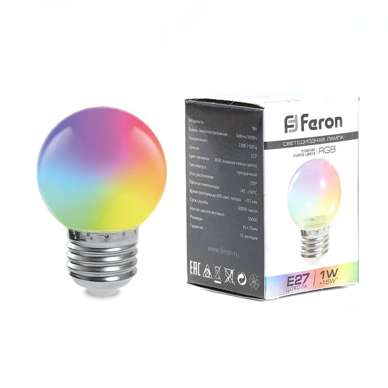 Лампа светодиодная LB-371 (3W) 230V E27 RGB для белт лайта G60 матовый быстрая смена цвета