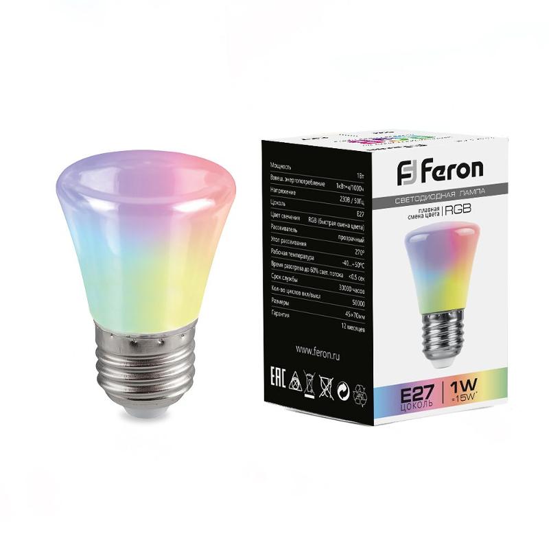 Лампа светодиодная LB-372 (1W) 230V E27 RGB Колокольчик для белт лайта матовый быстрая смена цвета