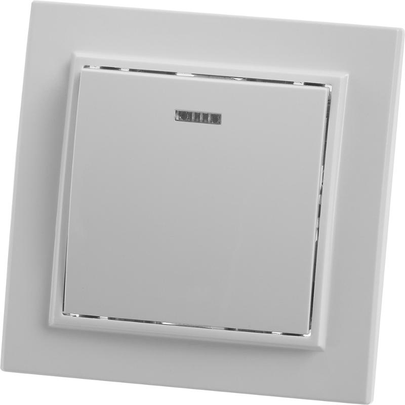 PSW10-9001-01 Выключатель 1-клавишный c индикатором, 250В, 10А, серия Эрна, белый