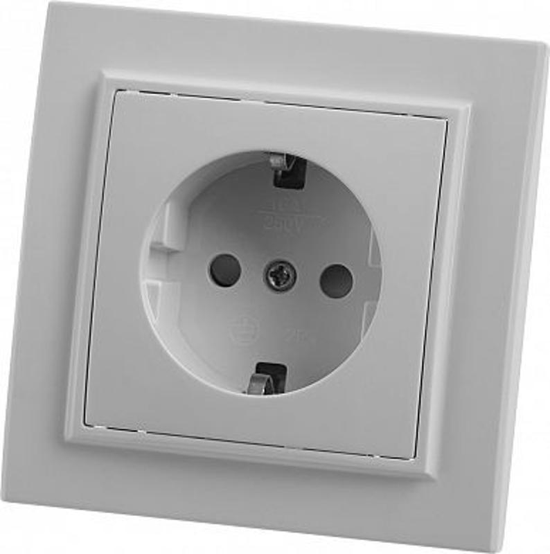 PST16-9010-01 Розетка 1-местная с/з, 250В, 16А , серия Эрна, белый
