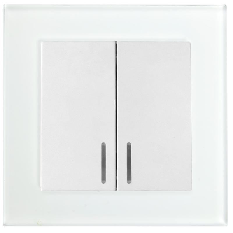 GLS10-7002-01 Выключатель 2-клавишный c индикатором 250В, 10А, серия Катрин, белый