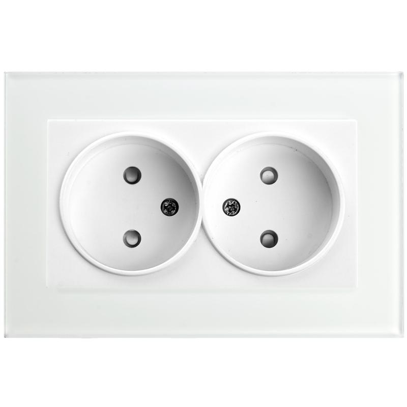 GLS10-7013-01 Розетка 2-местная с защитной шторкой б/з, 250В, 10А, серия Катрин, белый