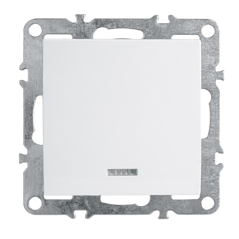 PSW10-9101-01 Выключатель 1-клавишный c индикатором (механизм), 250В, 10А, серия Эрна, белый