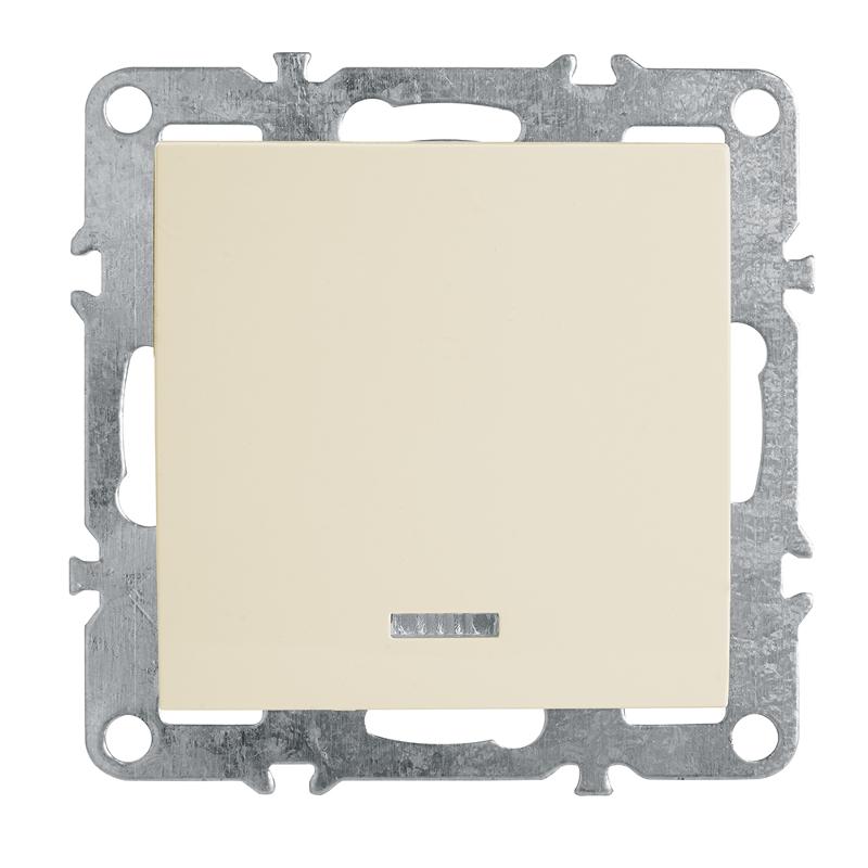 PSW10-9101-02 Выключатель 1-клавишный c индикат. (механизм), 250В, 10А, серия Эрна, слоновая кость