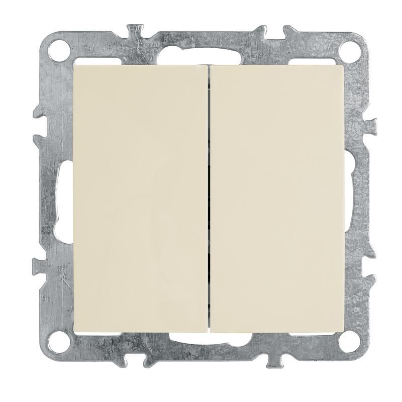PSW10-9104-02 Выключатель 2-клавишный (механизм), 250В, 10А, серия Эрна, слоновая кость