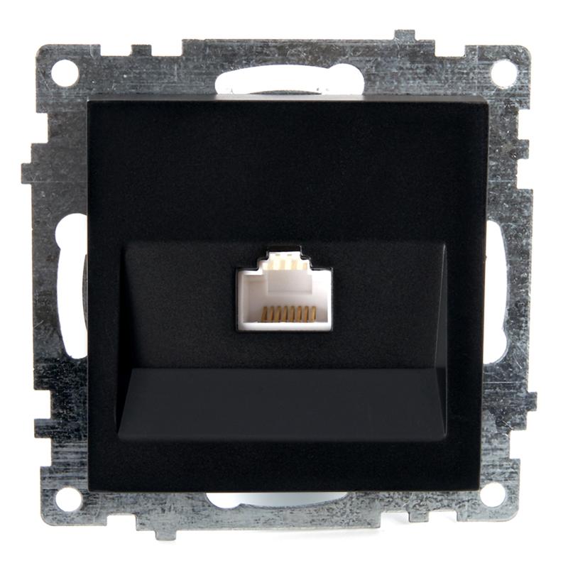 Розетка компьютерная 1-местная RJ-45 (механизм), серия Катрин, GLS00-7107-05, черный