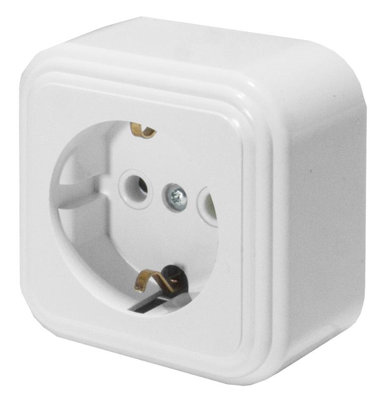 Розетка 1-местная с заземляющим контактом, 250В, 16А, IP20, PST16-21-20 (RA 16-133-Б), белый