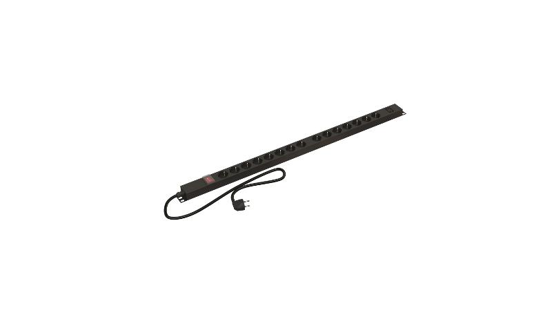 Hyperline SHE-15SH-1IEC-SF-2.5EU Блок розеток, вертикальный, 15 розеток Schuko, 1 розетка IEC320 C13