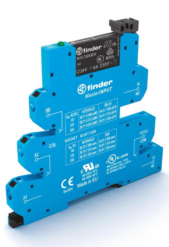 Интерфейсный модуль, электромеханические реле, серия MasterINPUT; 1CO 6A; контакты AgNi+Au; питание 6В AC/DC