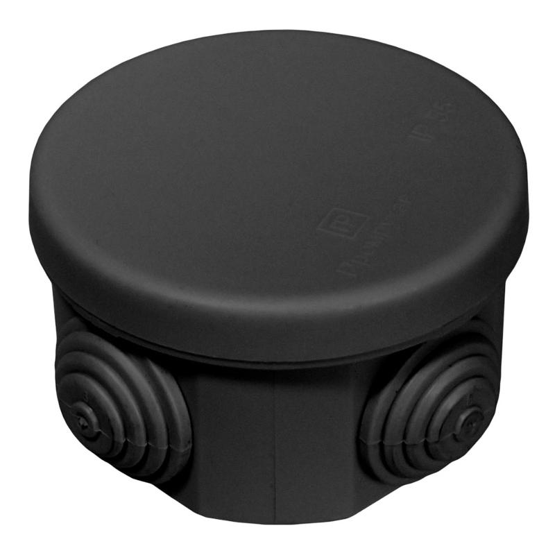 Коробка распределительная для о/п черная 65х40 (200шт/кор) IP55 безгалогенная (HF)
