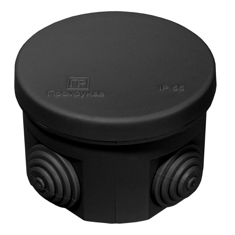 Коробка распределительная для о/п черная 70х50 (132шт/кор) IP55 безгалогенная (HF)