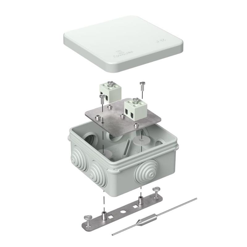 Коробка огнестойкая для о/п 40-0210-FR2.5-4-П Е15-Е120 с термопредохранителем RAL7035 80х80х40 (44 шт/кор) серая