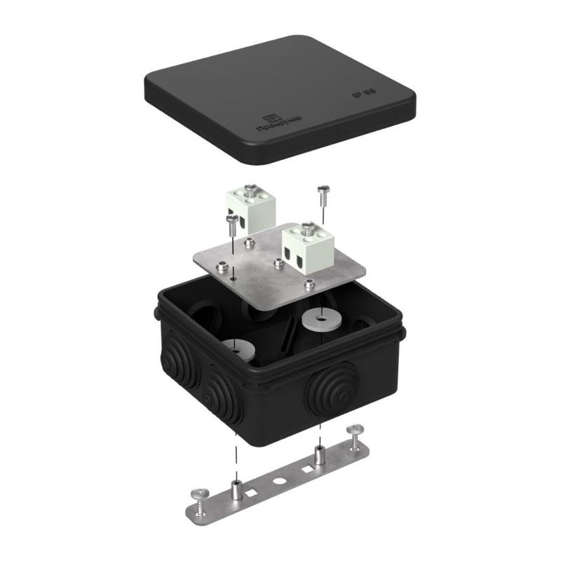 Коробка огнестойкая для о/п 40-0210-FR2.5-4 Е15-Е120 RAL9005 80х80х40 черная