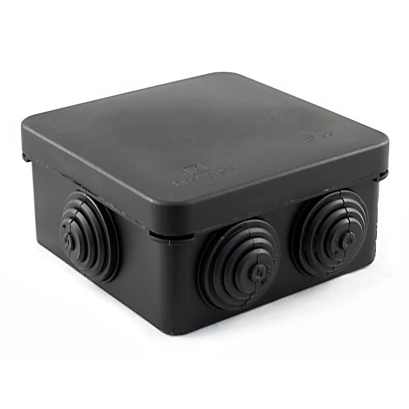 Коробка распределительная для о/п черная 80х80х40 (105шт/кор) IP55 безгалогенная (HF)