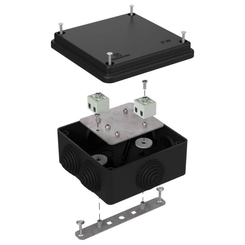 Коробка огнестойкая для о/п 40-0300-FR1.5-4 Е15-Е120 RAL9005 100х100х50 (14 шт/кор) черная