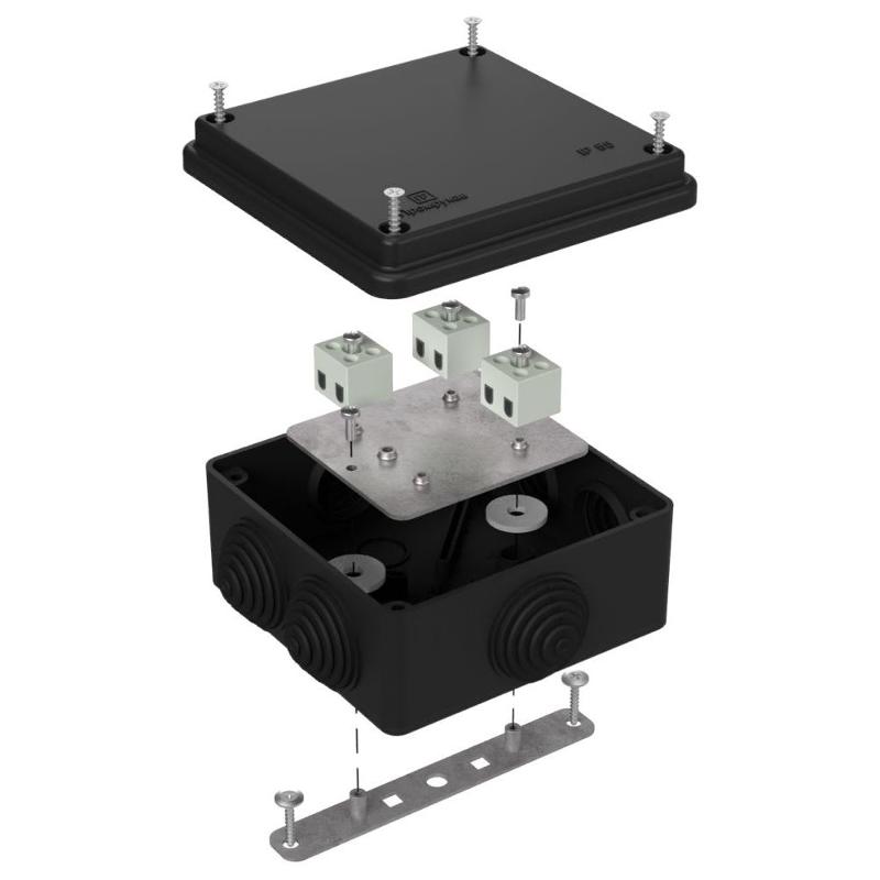 Коробка огнестойкая для о/п 40-0300-FR2.5-6 Е15-Е120 RAL9005 100х100х50 (14 шт/кор) черная