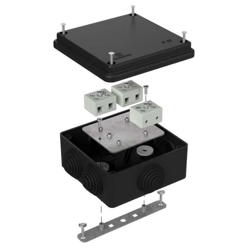 Коробка огнестойкая для о/п 40-0300-FR6.0-6 Е15-Е120 RAL9005 100х100х50 (14 шт/кор) черная