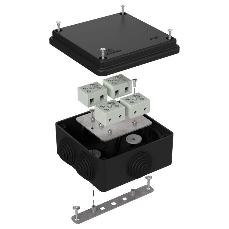 Коробка огнестойкая для о/п 40-0300-FR6.0-8 Е15-Е120 RAL9005 100х100х50 (14 шт/кор) черная