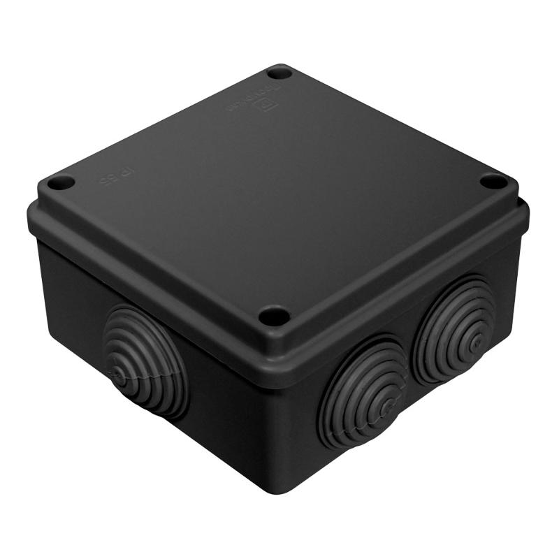 Коробка распределительная для о/п черная 100х100х50 (60шт/кор) IP55 безгалогенная (HF)