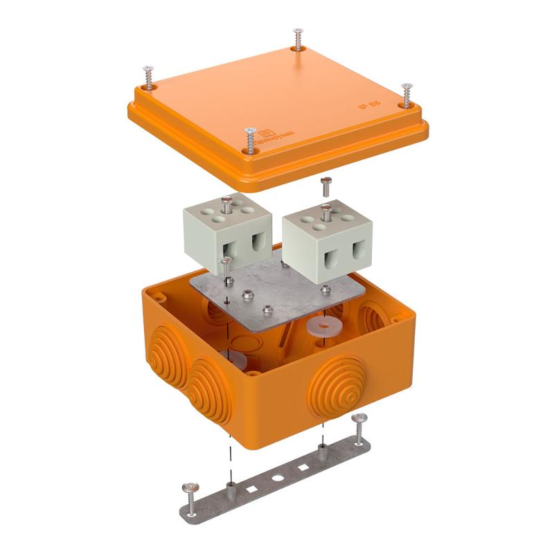 Коробка огнестойкая для о/п 40-0300-FR10.0-4 Е15-Е120 100х100х50 IP55  4p, 10.0 мм.кв.