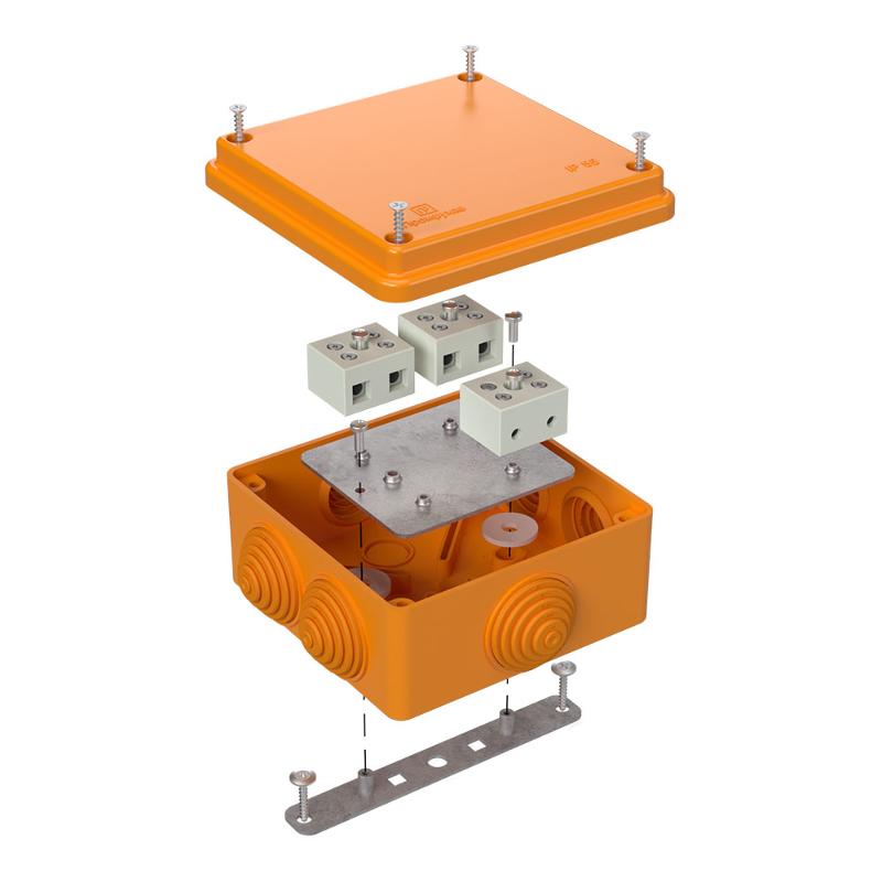 Коробка огнестойкая для о/п 40-0300-FR6.0-6 Е15-Е120 100х100х50 IP55  6p, 6.0 мм.кв.