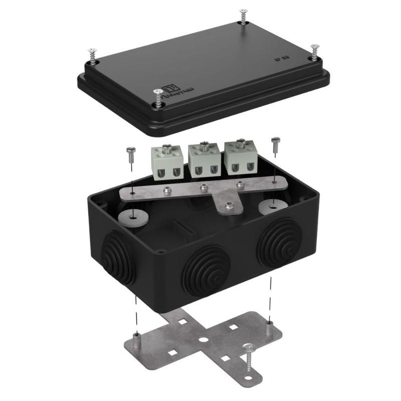 Коробка огнестойкая для о/п 40-0340-FR1.5-6 Е15-Е120 RAL9005 120х80х50 (20 шт/кор) черная