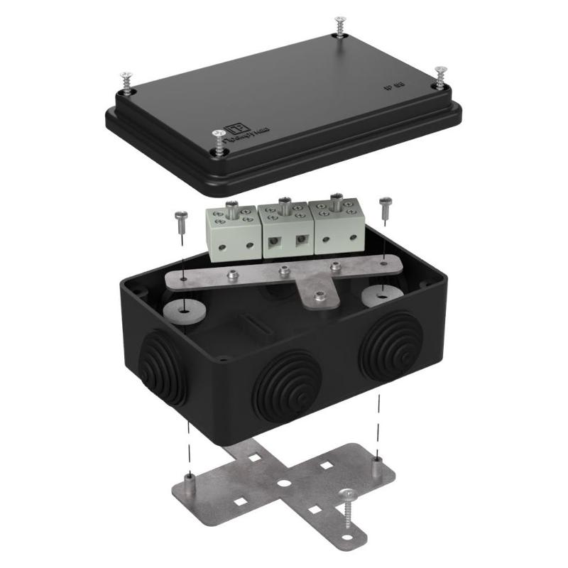 Коробка огнестойкая для о/п 40-0340-FR6.0-6 Е15-Е120 RAL9005 120х80х50 (20 шт/кор) черная