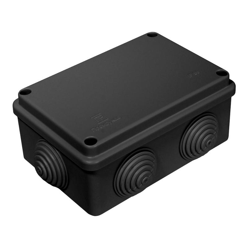 Коробка распределительная для о/п черная 120х80х50 (64шт/кор) IP55 безгалогенная (HF)