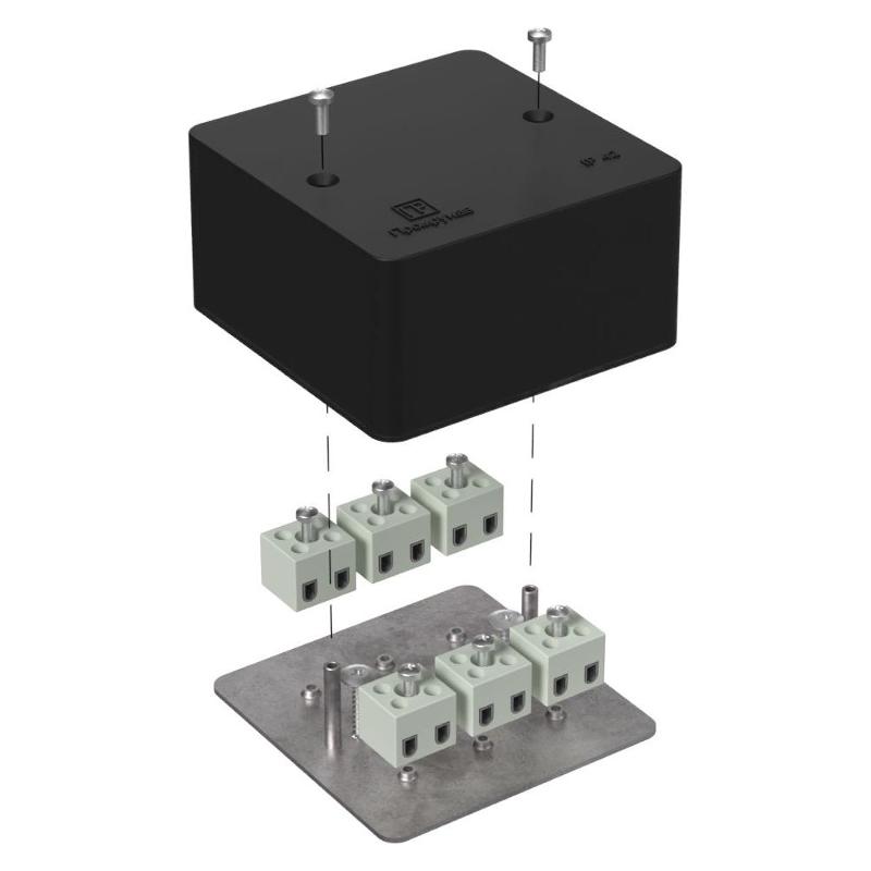 Коробка огнестойкая для кабель-канала 40-0460-FR2.5-12 Е15-Е120 RAL9005 85х85х45 (44 шт/кор) черная