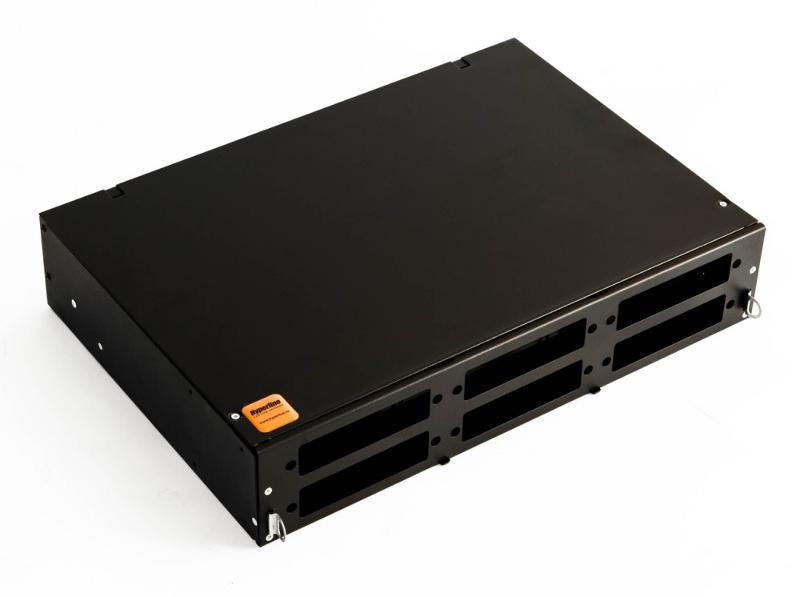 Бокс оптич.FO-19V-2U-6xSLT-W130H30-48UN-BK ун.19"выд.,с пол.,от8до48п.(SC,duplexLC,ST,FC),со сп.пл.,б.пиг.и пр.ад.,2U,чер.